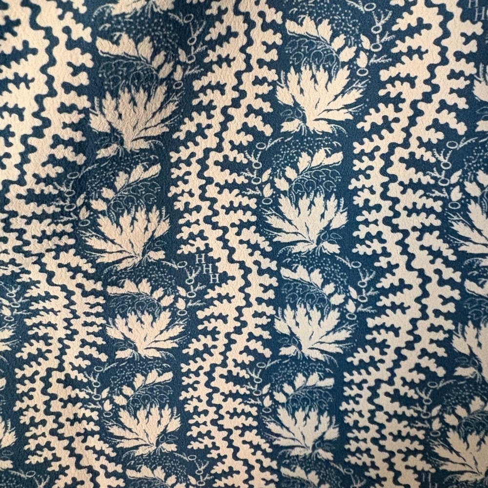 Smocked Blue Floral Hill House Crepe Dress with Puff Sleeves - Picture 3 of 4
